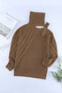 Strapped Cut Out Shoulder Turtleneck Sweater